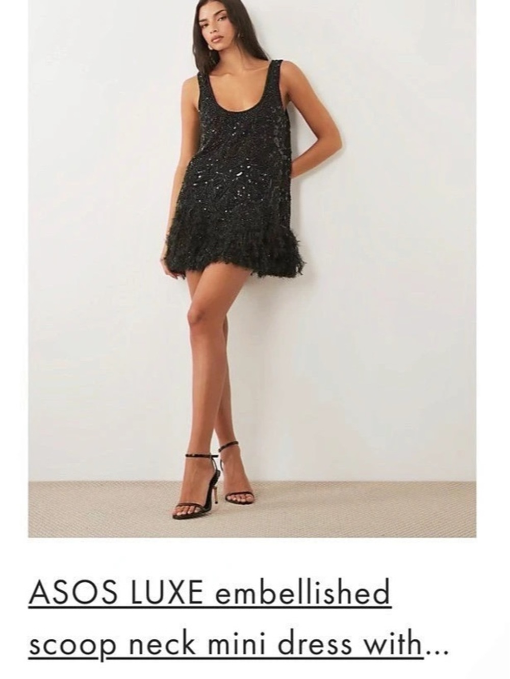 ASOS Luxe embellished scoop neck mini dress Embellished Mini Dress in Black Like
